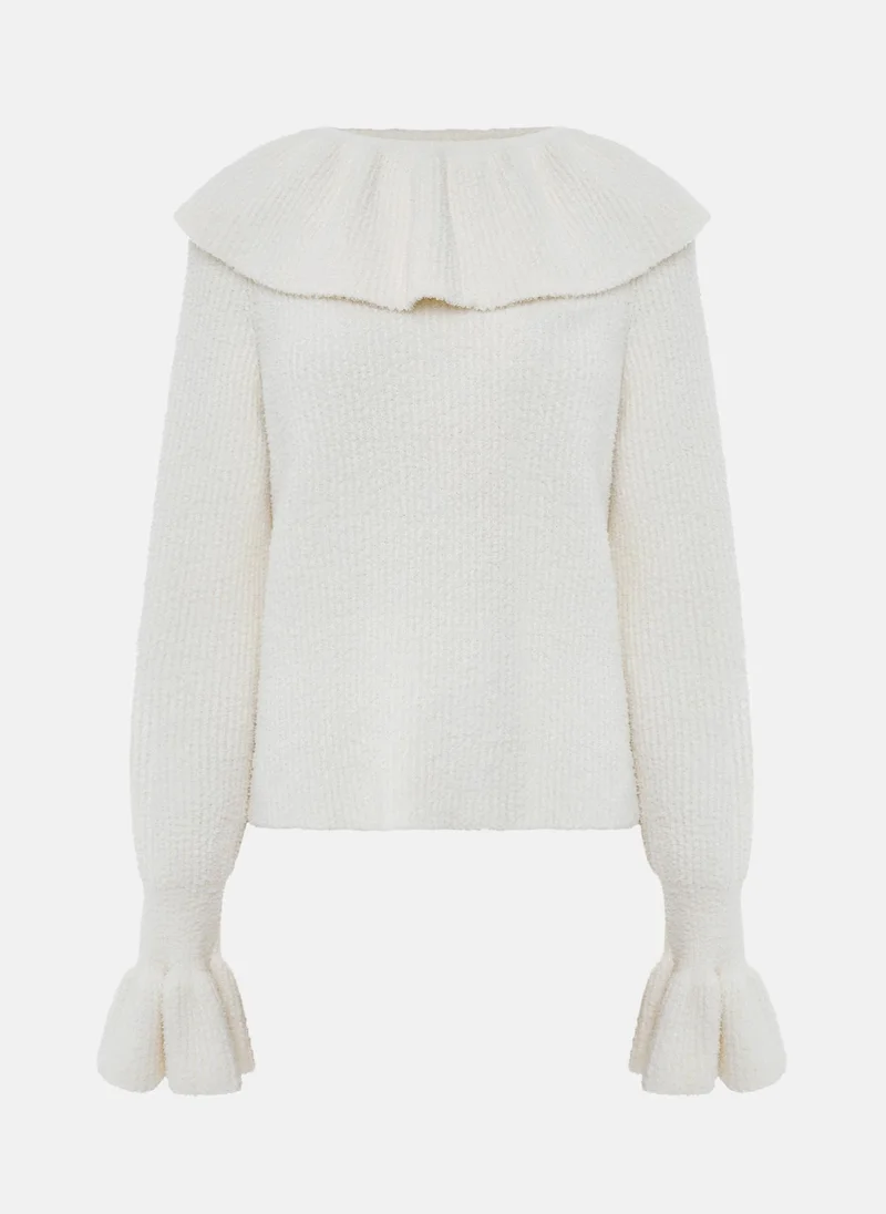Lichi Sweater with flounces on collar and sleeves